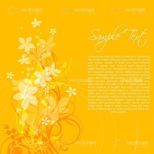 Bright Yellow Floral Background with Sample Text